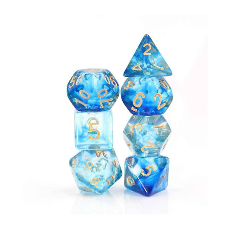 Under The Sea - 7 Piece Polyhedral Dice Set + Dice Bag - Bea DnD Games
