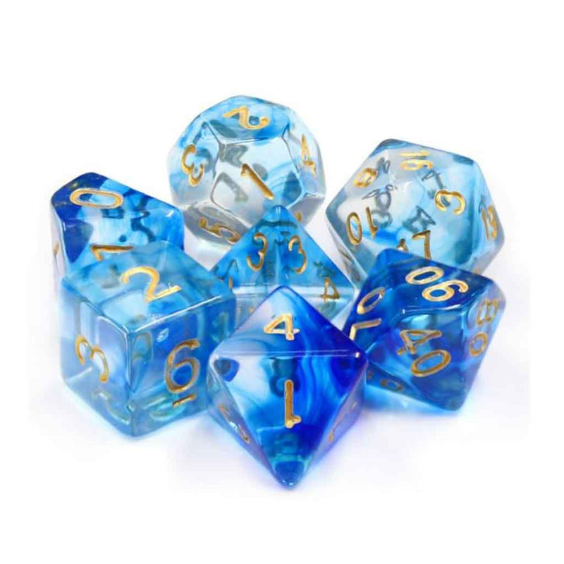 Under The Sea - 7 Piece Polyhedral Dice Set + Dice Bag - Bea DnD Games