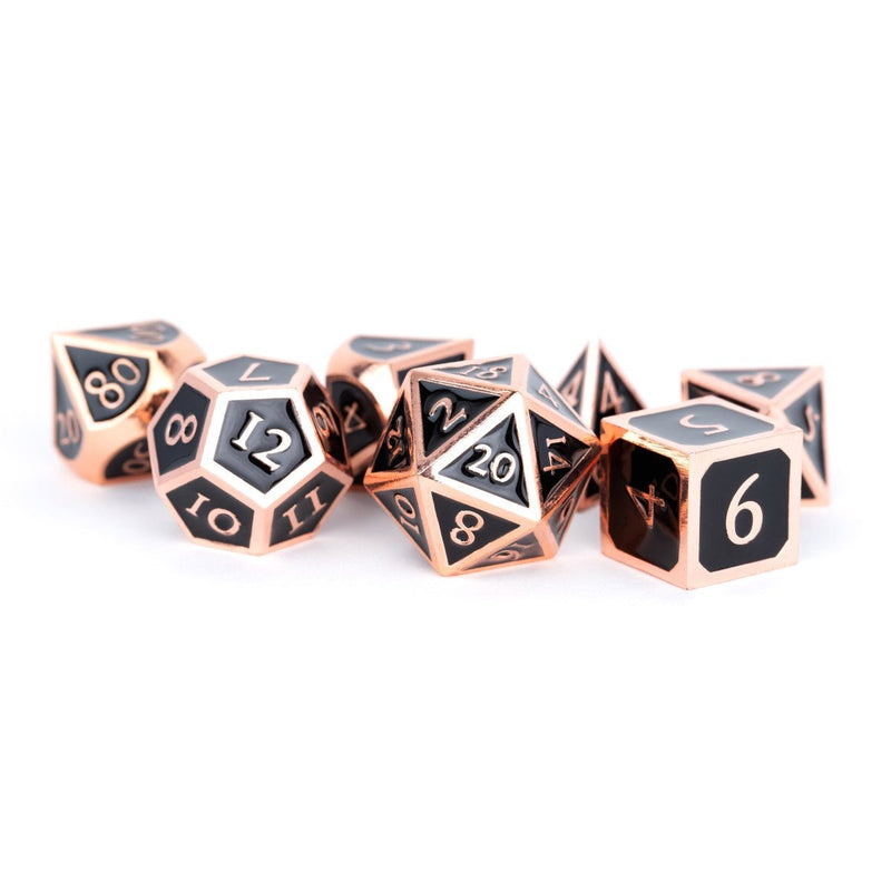 Underdark Copper - 7 Piece Metal Polyhedral Dice Set & Dice Case - Bea DnD Games