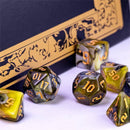 Underworld Gold - 7 Piece Polyhedral Dice Set + Dice Bag - Bea DnD Games