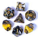 Underworld Gold - 7 Piece Polyhedral Dice Set + Dice Bag - Bea DnD Games
