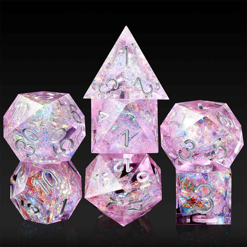 Unicorn Fever Dreams - Handcrafted Sharp Edge Dice Set & Dice Case - Bea DnD Games