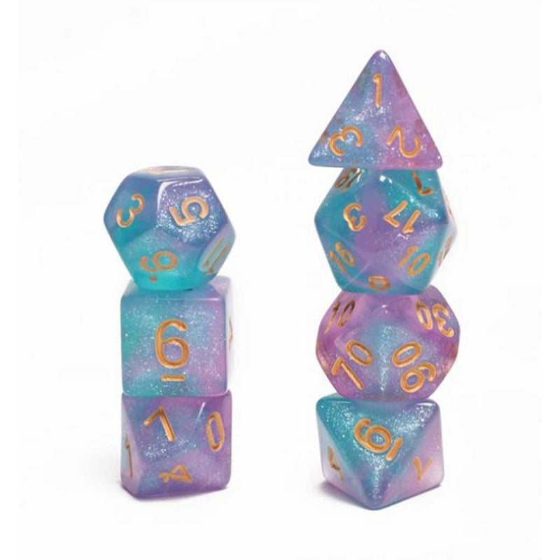 Unicorn Playground - 7 Piece Polyhedral Dice Set + Dice Bag - Bea DnD Games