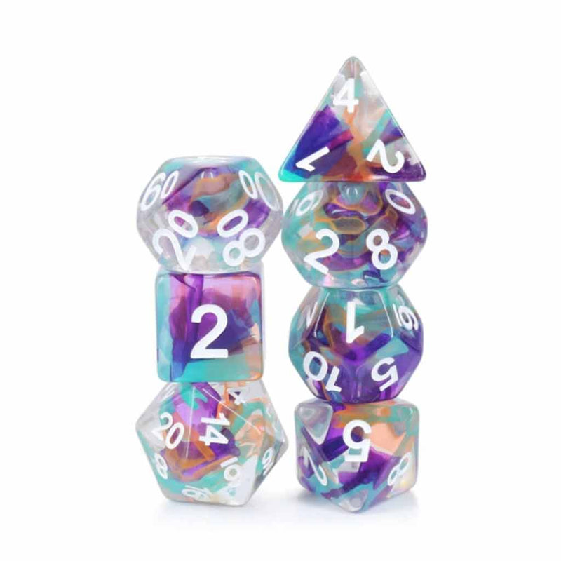 Unknown Land - 7 Piece Polyhedral Dice Set + Dice Bag - Bea DnD Games