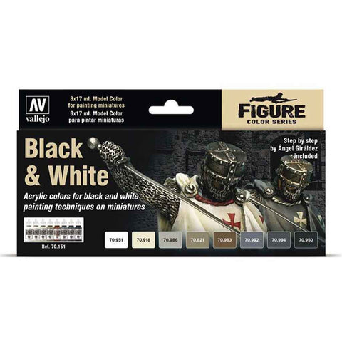 Vallejo Model Colour - Black & White Set (8) by Angel Giráldez - Bea DnD Games