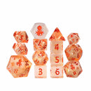 Vermilion 14pc Dice Set by Kraken Dice + Dice Bag - Bea DnD Games