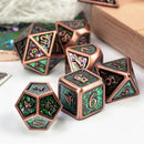'Very Cool Dice' 7 Piece Metal Polyhedral Dice Set & Dice Case - Bea DnD Games