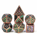 'Very Cool Dice' 7 Piece Metal Polyhedral Dice Set & Dice Case - Bea DnD Games