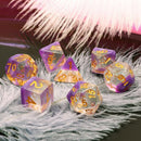 Violet Sunset - 7 Piece Polyhedral Dice Set + Dice Bag - Bea DnD Games