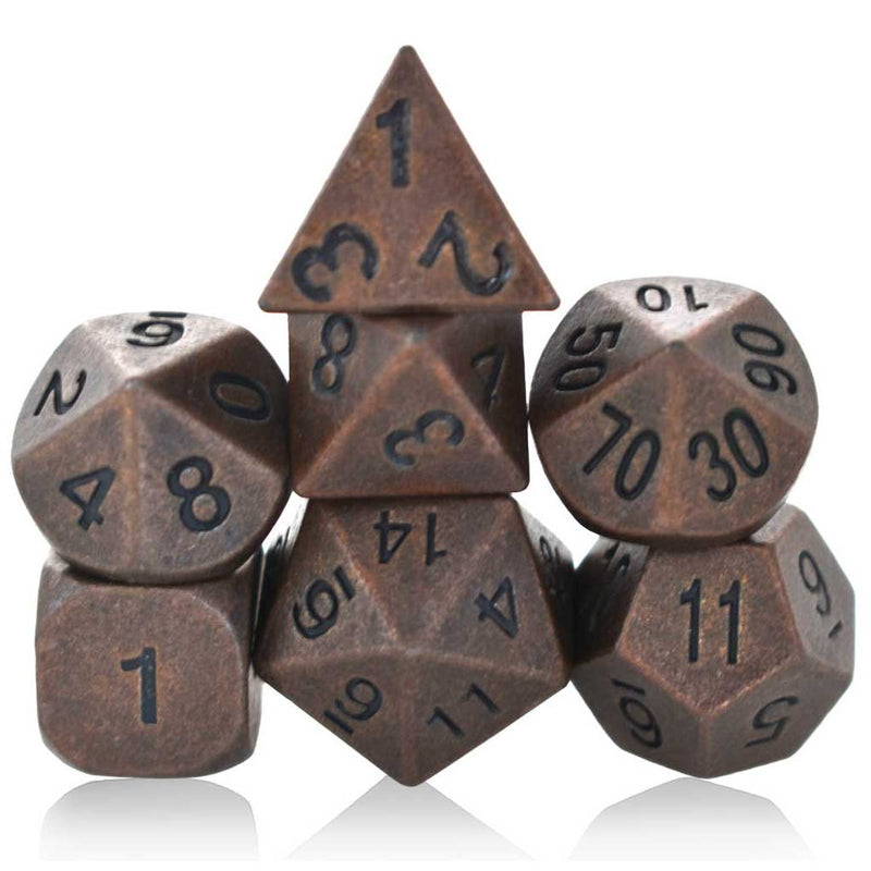 Warforged Metal 7 Piece Metal Polyhedral Dice Set & Dice Case - Bea DnD Games