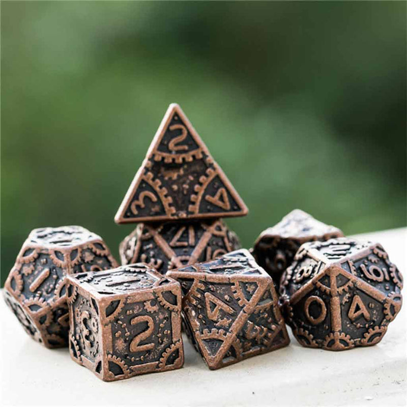 Warforged Ranger 7 Piece Metal Polyhedral Dice Set & Dice Case - Bea DnD Games