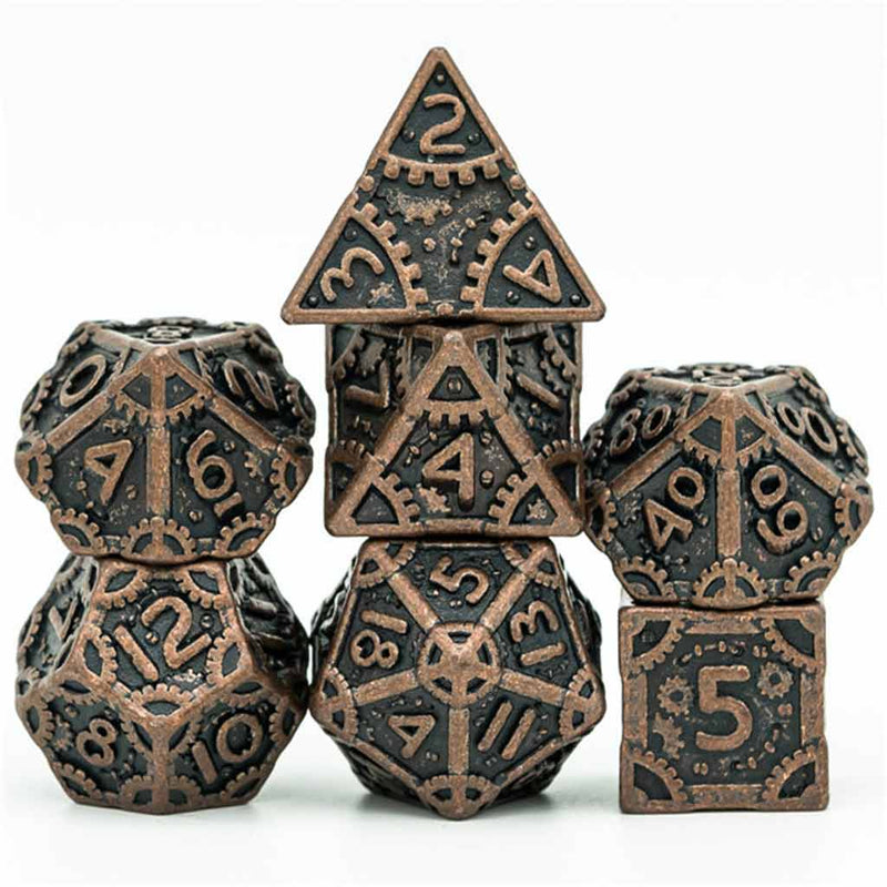 Warforged Ranger 7 Piece Metal Polyhedral Dice Set & Dice Case - Bea DnD Games