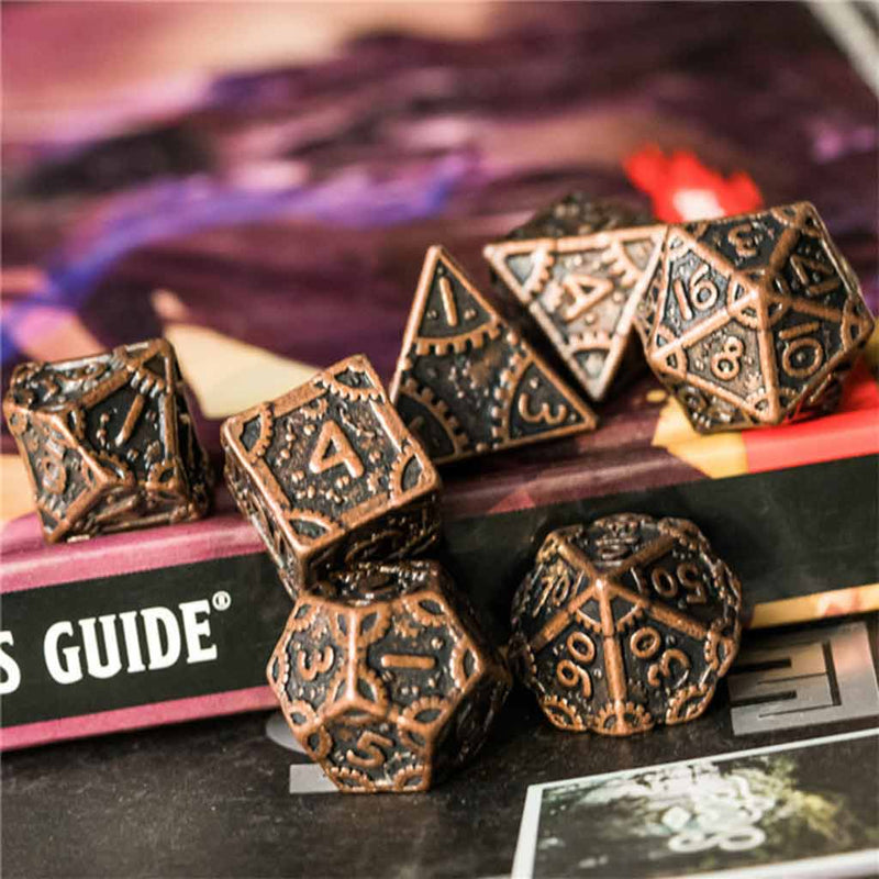 Warforged Ranger 7 Piece Metal Polyhedral Dice Set & Dice Case - Bea DnD Games