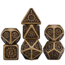 Warforged Treasure 7 Piece Metal Polyhedral Dice Set & Dice Case - Bea DnD Games