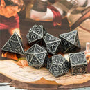 Warforged Warrior 7 Piece Metal Polyhedral Dice Set & Dice Case - Bea DnD Games