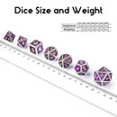 Warlocks Patron 7 Piece Metal Polyhedral Dice Set & Dice Case - Bea DnD Games