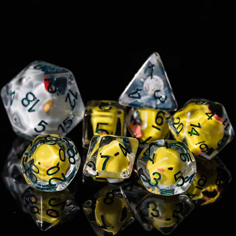Which Came First? - 8 Piece Polyhedral Dice Set + Dice Bag - Bea DnD Games