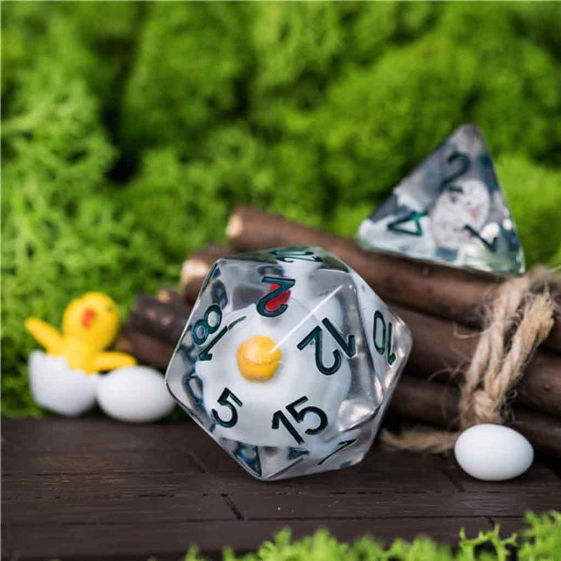 Which Came First? - 8 Piece Polyhedral Dice Set + Dice Bag - Bea DnD Games