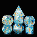 Winter Depths - Handcrafted Sharp Edge Dice Set & Dice Case - Bea DnD Games