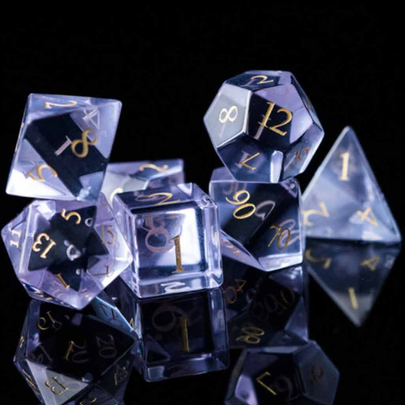 'Witch Glass' Handcrafted Glass Dice Set & Dice Case - Bea DnD Games
