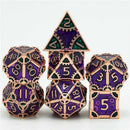 Wizard School 7 Piece Metal Polyhedral Dice Set & Dice Case - Bea DnD Games