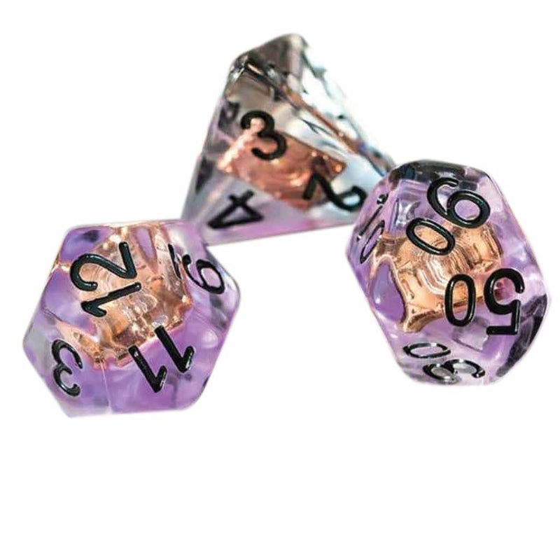 Wizards Spellbook - 7 Piece Polyhedral Dice Set + Dice Bag - Bea DnD Games