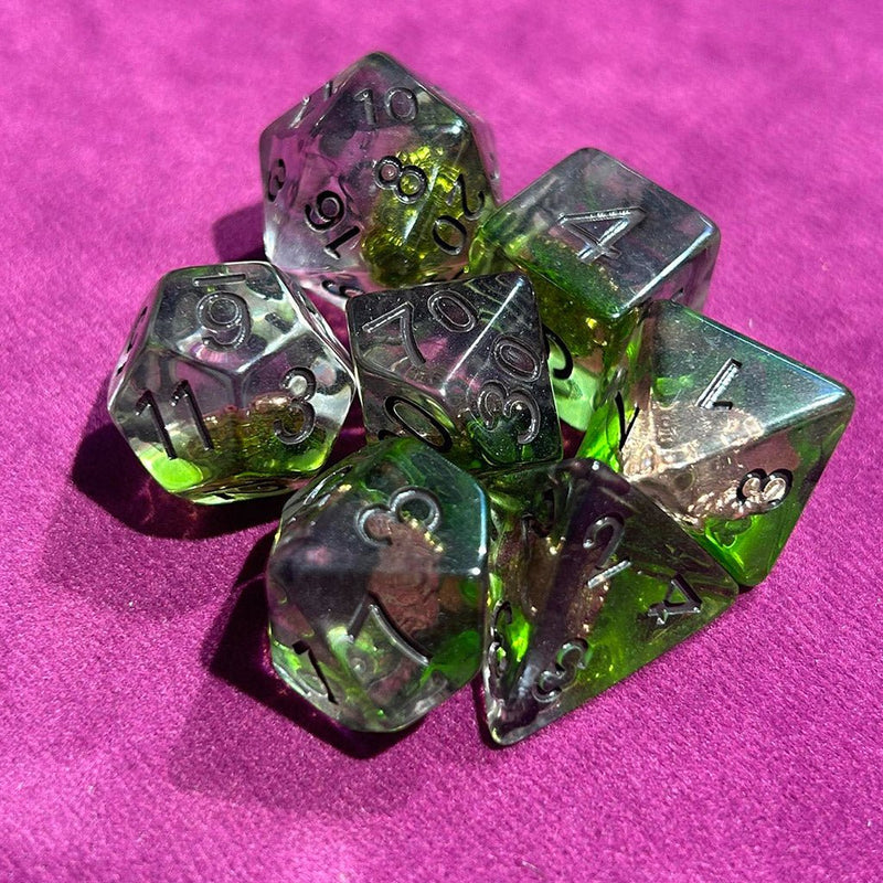 Wolf Companion - 7 Piece Polyhedral Dice Set + Dice Bag - Bea DnD Games